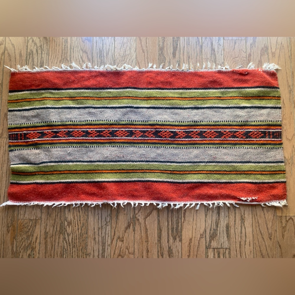 Pre 1970’s ANTIQUE TRIBAL ANATOLIAN RUG GEOMETRIC TURKISH VINTAGE 36x18”